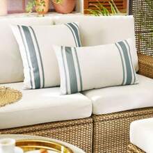 OTOSTAR - Fundas de Almohada Decorativas para Exteriores Impermeables Fundas de Almohada de Jardín de 12 x 20 Pulgadas Funda de Cojín Geometría Fundas de Almohada Carcasa de Almohadas para Muebles - Gris - Ver 6