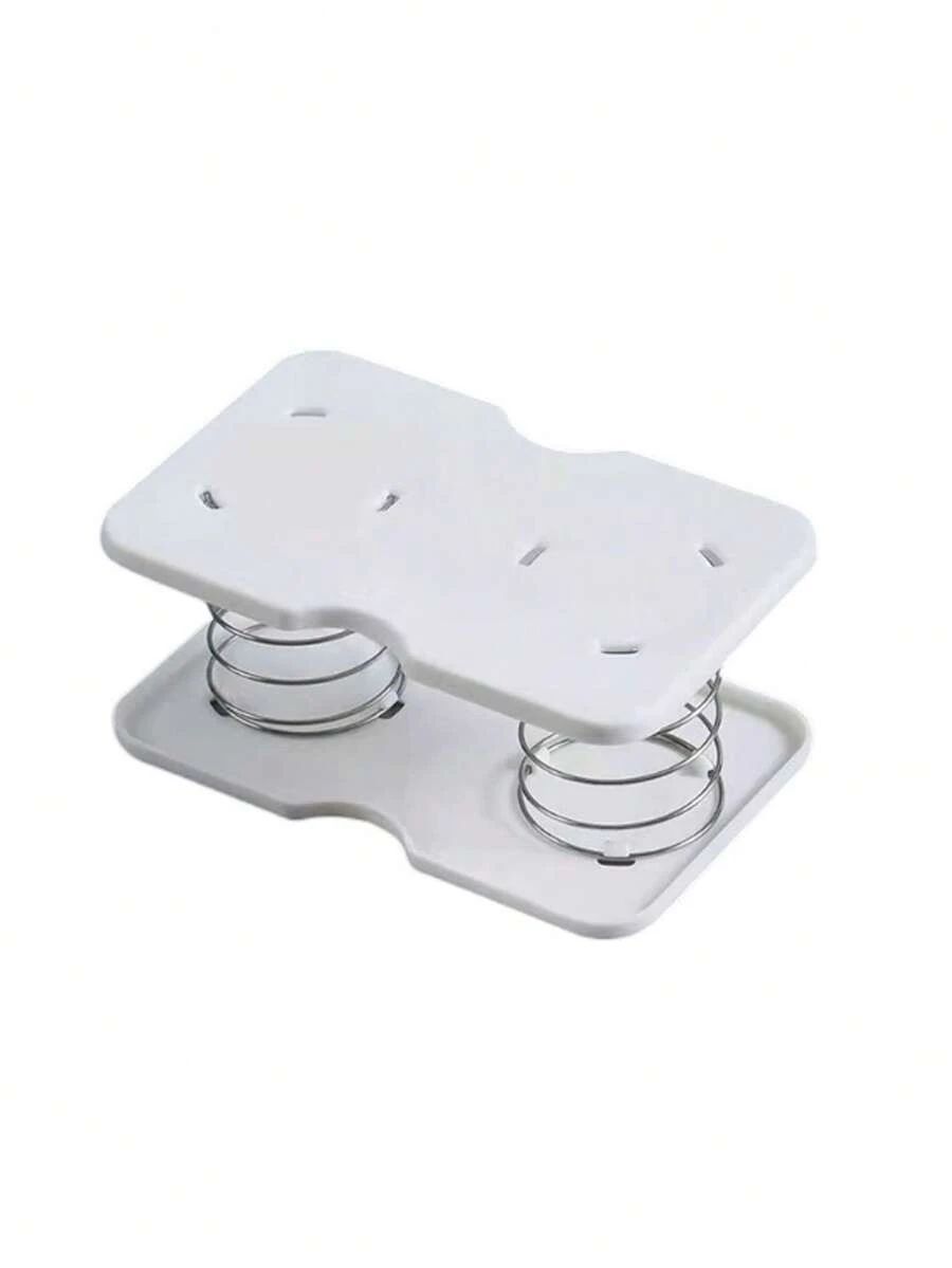 Soporte de resorte para caja de toallas de papel, se extrae automáticamente hacia abajo, soporte inferior de doble resorte para caja de toallas de papel, soporte elevador - Blanco - Ver 1