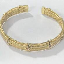 1枚复古风格戒指，带有低调闪亮的点缀 - 金色 - 查看 9