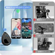 90mah Wireless Auto Clicker Compatible With IPhone, Speed Bluetooth Phone Screen Tapper Auto Speed Finger Clicker For Phone Pad Android - Black - View 2