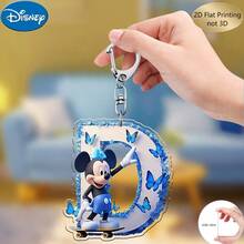 2D平面印刷，米奇蓝色亚克力钥匙扣，26个英文字母A-Z，可爱卡通包包挂饰，情侣朋友专属字母饰品，适合作为圣诞节、感恩节、母亲节和父亲节礼物，也可用于装饰车辆、包包、汽车和圣诞树，趣味钥匙扣设计 | 耐用亚克力2D平面家居装饰包包挂件 - 彩色 - 查看 15