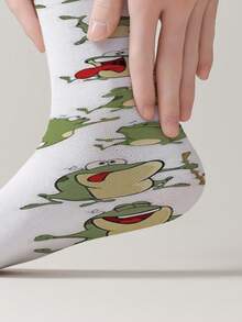 1 Pair Cartoon Animal 360 Printed Crew Socks, 360° All-Over Print Design, Cute And Fun Novelty Socks, All-Season Unisex Socks - Multicolor - View 5