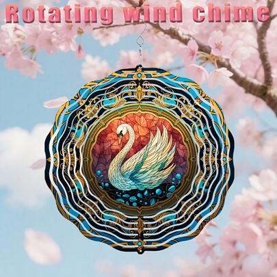 1pc Vintage Metal 360° Rotating Wind Chime, 9.84*9.84 Inches, Farmhouse Decor Hanging Ornament, Bird Deterrent, Outdoor Patio Garden Window Decoration, Spring/Summer Art Gift, Home Outdoor Wind Chime, Home Decor Figurine