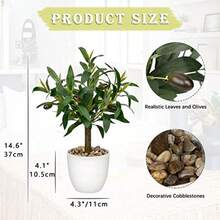 Olivo artificial de 15 pulgadas plantas pequeñas de olivo sintético con maceta blanca para el hogar recámara mesa oficina hotel decoración de Briful - Plantas de Oliva - Ver 2