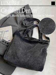 Large Capacity Casual Tote Bag, With Letter Patchwork, Embroidery Thread, Tassel, Multiple Carrying Options, Perfect For Women For Daily Commuting Or Holding Books School Bag, Back To School Backpack, Portable, Lightweight, Large Capacity, Classic Casual, Suitable For Teen Girls Y2k Bag, 2000s Fashion Style, Gothic Punk Bag For Women - 黑色 - 查看 10