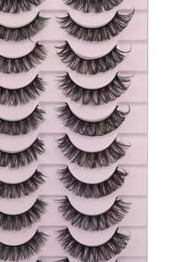 10 Pairs Criss-Cross False Eyelashes, Suitable For Daily Wear - Black - View 2