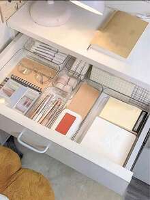 4/5/6/7/8/11pcs Desktop Cosmetic Storage Box, Combination Transparent Plastic Drawer Organizer Set, Transparent Vanity Storage Box, Exquisite Storage Box, Desktop Drawer Divider Organizer Box And Storage Bin, Suitable For Cosmetics, Jewelry, Small Tools In Kitchen, Bedroom, Bathroom, Office, Party Desktop Drawer Decor - Clear - View 8