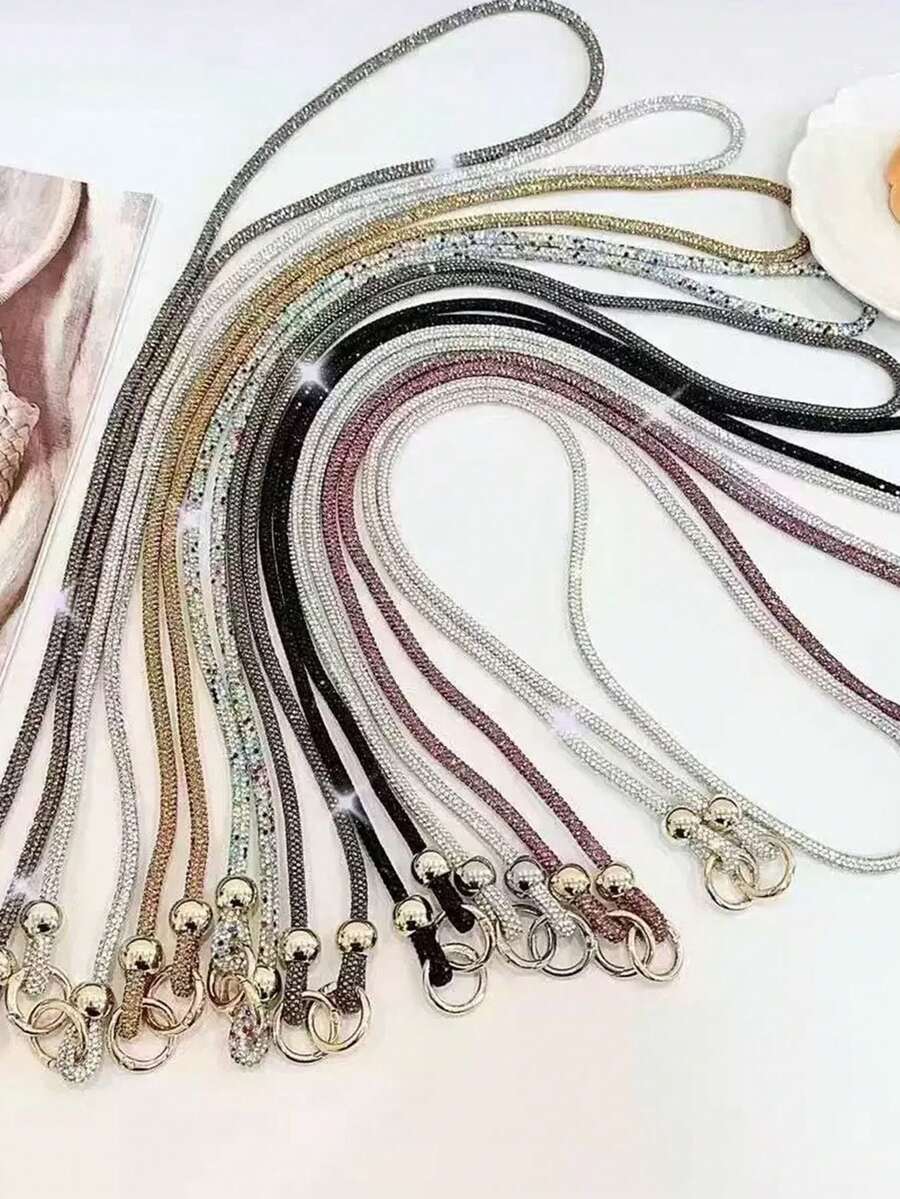 Luxury Flash Rhinestone 1pc Luxury Rhinestone Phone Lanyard Long Style Crossbody For Women High-End Full Rhinestone Hanging Chain New Wrist Exquisite Advanced Sense Bag Chain Versatile Internet Celebrity Hanging Ornament Camera Anti-Lost Rope Party Gift Anniversary - Multicolor - View 1