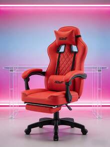 Silla de juego ajustable, silla de oficina cómoda y suave con reposacabezas y soporte lumbar, adecuada para trabajo, descanso y ocio - Rojo - Ver 6