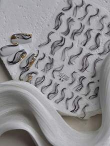 Hình dán móng tay mỏng và bền - Hình dán hiệu ứng khói đen trắng - Hình dán trang trí móng tay 3D phong cách retro - màu đen - Xem 4