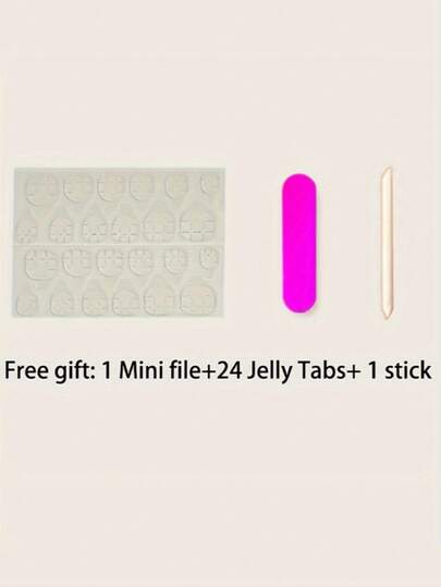 Bộ 24 miếng gel sơn móng tay hai mặt siêu mỏng kèm dũa móng và que gỗ.