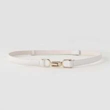 Two Black And White Combination PU Material Retro Waist-Cinching Mechanical Stitching Belts - Black and White - View 7