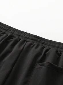 1件装 Blueprint 男士直筒裤，黑色，柔软抗皱面料，抽绳腰带，拉链口袋，休闲简约风格，适合日常、通勤和轻商务场合穿着。 - 黑色 - 查看 7