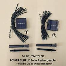 1 dây đèn LED 20/50/100/200 LED 5m/7m/12m/22m năng lượng mặt trời với 8 chế độ chiếu sáng, thích hợp cho sân vườn, hiên nhà, sân, hàng rào, lối đi, ngày lễ, Halloween, cây, đám cưới, tiệc tùng, bãi cỏ, cắm trại [Năng lượng mặt trời] - Đèn dây LED - Xem 18
