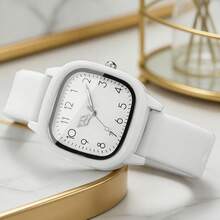 3pcs Fashionable, Simple And Versatile Women's Quartz Watch, Round Dial, Casual And Versatile, Paired With Diamond Studded Heart-Shaped Jewelry Bracelet Set, Suitable For Holidays And Daily Wear - White - View 5