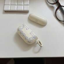 蓝色条纹腊肠犬+环形耳机保护套，兼容苹果Pro3/Pro2/AirPods4/AirPods3/AirPods2，时尚女士耳机保护套，简约耳机保护套，苹果耳机保护套，苹果耳机套 - 米白色 - 查看 11