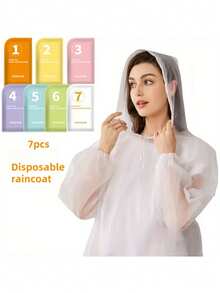 1/5pcs Portable Waterproof Disposable Raincoat, Perfect For Camping, Hiking, Cycling, Fishing And Other Outdoor Activities, A Thoughtful Travel Companion - Women's Raincoat - View 6