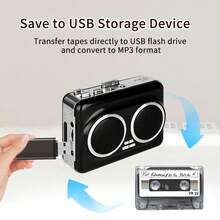 1个USB Type-C磁带播放器适配器，便携式磁带转MP3转换器，高保真立体声，无需电池即可进行数字采集，双电源供电（电池/USB），亮面外观，母头转公头极性，≤36V，兼容CD播放器设置，快速发货，精美礼品包装，赠送有线耳机和31种语言用户手册 - 查看 6