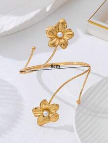Vòng chân hoa bốn lá 3D rỗng thanh lịch, có thể điều chỉnh kích thước, thích hợp làm quà tặng dự tiệc. - Vàng - Xem 4