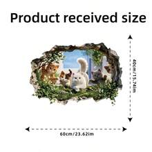 3D猫咪探出头墙贴，可爱小猫爬出岩石边框贴纸，防水自粘浴室墙贴，宠物爱好者家居装饰 - T3390 - 查看 6