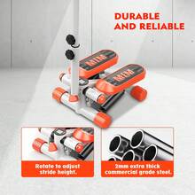 GCCSJ Mini Stair Stepper With Resistance Bands – Adjustable Height 350LB Fitness Stepper Machine For Home Gym, Portable Cardio Workout Equipment For Legs Toning, Weight Loss, Compact Stepper For Small Spaces – Phone Holder - Orange - View 9