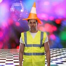 Party Barricade Top Hat - Disguise Traffic Signal Hat - Imitation Traffic Barrier Hat - Multicolor - View 5