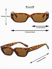 1pc Retro Small Frame Fashionable Fashion Glasses For Party, Punk Personalized European And American Style 2026 New Arrival Rectangular Shape Shades - Multicolor - View 5