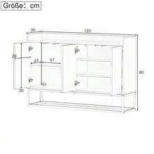 Modern Sideboard In Minimalist Style 4-Türiger Griffloser Buffetschrank Für Esszimmer, Wohnzimmer, Küche (Schwarz) - Black - View 3