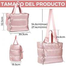 Bolsa Deportiva Mujer, Bolso Tote Acolchada Impermeable, Puffer Bag con Bolsillo para Esterilla de Yoga, Bolsa Gym Mujer para Gimnasio, Yoga, Viajes (Rosa),43460974 - Negro - Ver 8