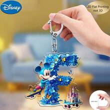 2D平面印刷，米奇蓝色亚克力钥匙扣，26个英文字母A-Z，可爱卡通包包挂饰，情侣朋友专属字母饰品，适合作为圣诞节、感恩节、母亲节和父亲节礼物，也可用于装饰车辆、包包、汽车和圣诞树，趣味钥匙扣设计 | 耐用亚克力2D平面家居装饰包包挂件 - 彩色 - 查看 14