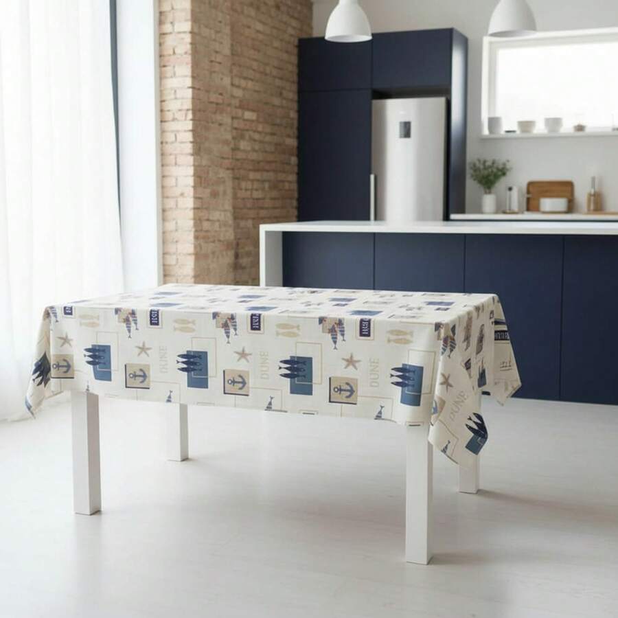 Kiva Stain-Resistant And Waterproof Oilcloth Tablecloth, Sizes From 100x140 To 300x140 Cm And Round 140 Cm - Easy-Clean Oilcloth Tablecloth For Rectangular And Round Tables - Available In 10 Designs - 選項5 - 查看 1
