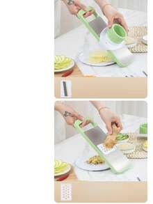 Multi-Functional Stainless Steel Slicer, Household Kitchen Vegetable Cutter, Coarse & Fine Julienne Slicer, Potato Grater, Cucumber Shredder - Fresh Green - View 3
