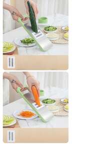 Multi-Functional Stainless Steel Slicer, Household Kitchen Vegetable Cutter, Coarse & Fine Julienne Slicer, Potato Grater, Cucumber Shredder - Fresh Green - View 7