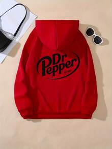 Letter Graphic Cute Women's Oversized Hoodie In Light Grey, Y2K Style Fall/Winter Clothes For Women  Women Winter Clotheshoodie,Christmas Outfit WomenchristmasWomen's Oversized Hoodie - Đỏ 2 - Xem 2