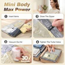 12pcs Vacuum Bags For Travel With Rechargeable Air Pump,Reusable For Clothes, Comforters, Blankets, Pillow, Bedding, Sealer Clothing Storage,Travel Accessories,Organize Essential - 12 sọc chéo bằng sợi carbon - Xem 5