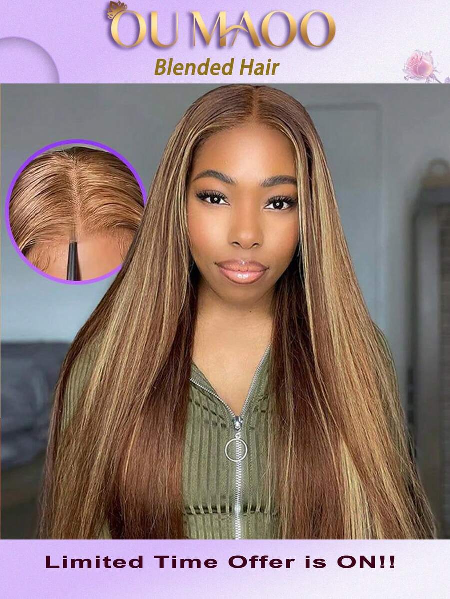 200% 超高密度顺滑直发假发 - 13x6/13x4 高清蕾丝前额真人发混纺，预先拔毛，无需胶水，带有婴儿发和自然发际线，超浓密丝滑造型，专为女性设计，无需胶水，即戴即用