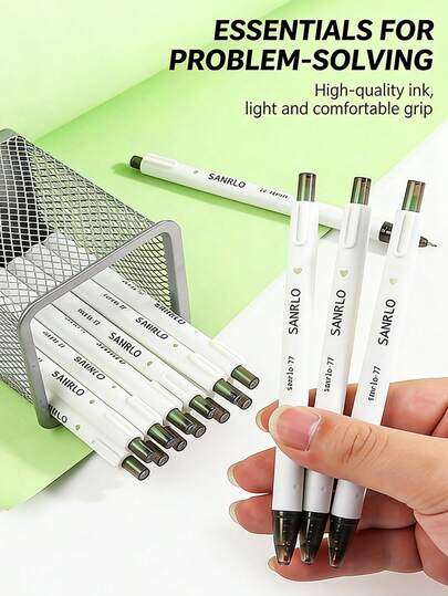 قلم جل أبيض بسيط - جاسمين الشاي الأبيض الجمالي، رؤوس دقيقة 0.5 مم، كتابة سلسة، زخرفة قلب جميلة، قلم كرة قابل للسحب والحمل، لوازم مكتبية مدرسية، مفكرات وملاحظات، قرطاسية كاواييي للطلاب