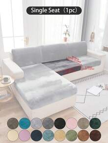 1 Vỏ đệm ghế sofa nhung co giãn hình cáo màu bạc trơn, Vỏ bảo vệ trang trí chống bụi, Thích hợp cho khách sạn, phòng ngủ, màu xám đậm, đen, sâm panh - Màu Xám nhạt - Xem 12