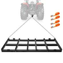 Grada de arrastre resistente 4 pies – Grada de remolque detrás la calzada para grava/piso/arena, 4 cinturones de seguri-dad, cadenas y soportes de peso, se adapta a tractor/UTV/segadora. - negro - Ver 1