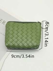 Ví đựng tiền xu dệt họa tiết, ví mini, túi đựng tiền xu có móc khóa, túi cầm tay nhỏ dành cho học sinh. - Nhiều màu - Xem 2