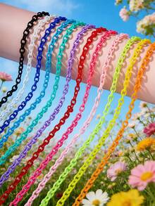 1/6/12/24pcs Multi-Color Fashionable Acrylic Chain Accessories, Suitable For DIY Necklace, Bracelet, Eyeglasses, Mask Chain, Bag Pendant - Multicolor - View 12