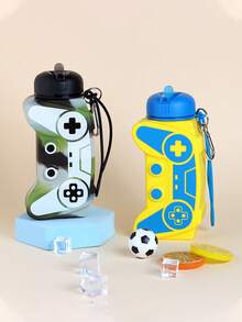 Game Controller Collapsible Silicone Kids Water Bottle 600ml, Platinum Silicone, Foldable & Drop Resistant, Carabiner Clip, Leakproof | Eid Gift, Ramadan Special, Backto School, Easter Basket, Christmas Stocking Stuffer For Boys Girls Gamers - Multicolor - View 5