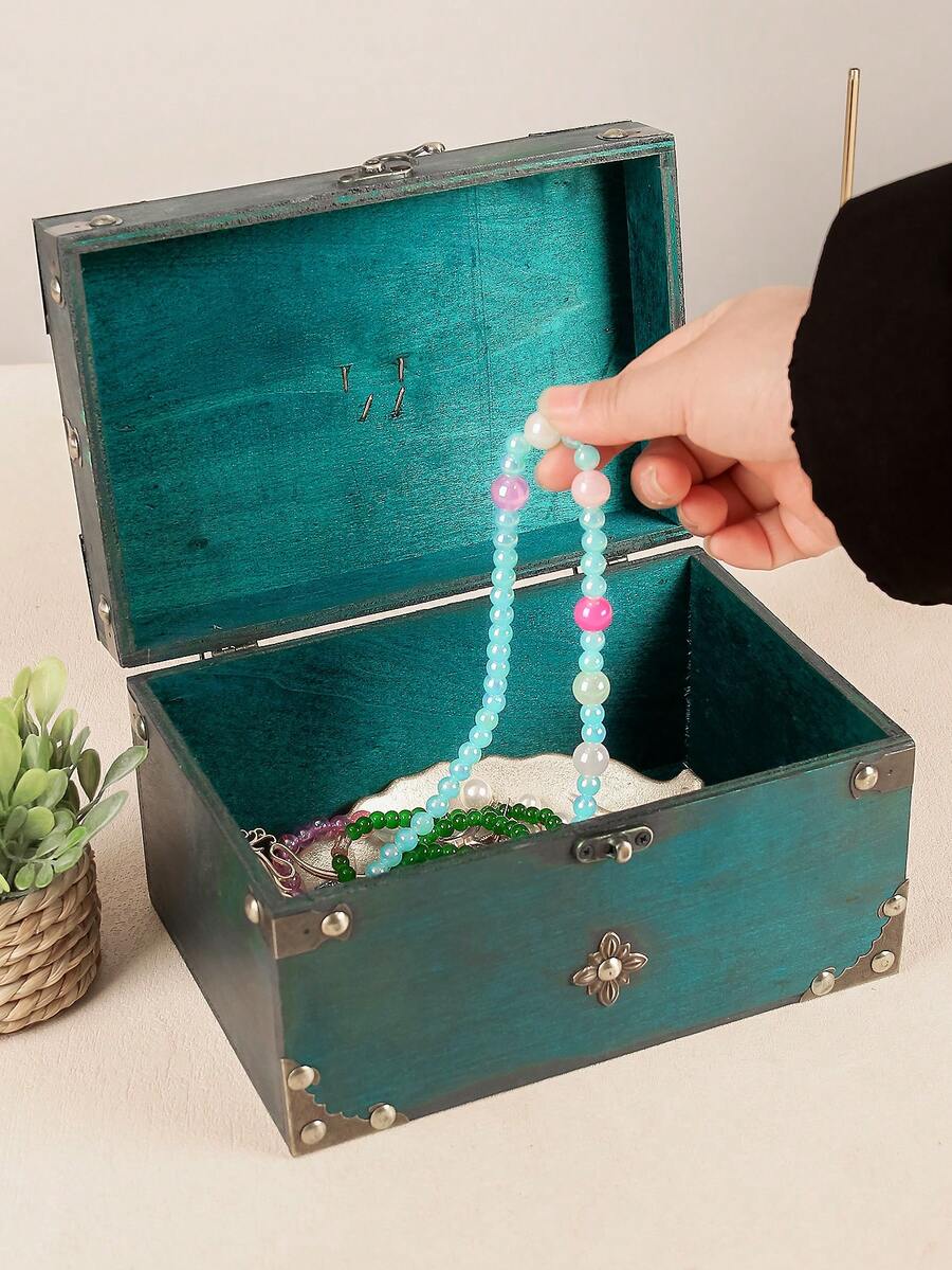 FEILIYA Vintage Chinese Emerald Wooden Jewelry Box Square Storage Chest With Lock Password Protection Treasure Organizer Wholesale Collectible Antique Style Premium Quality Jewelry Container Elegant Home Decor Storage Solution Retro Design Luxury Box Gift