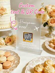 Placa personalizada para fondo de luna de miel (con código QR) - Soporte de exhibición de acrílico con código QR y texto personalizables, disponible en varios tamaños y colores. Construcción de acrílico resistente con diseño de código QR en 3D. - Multicolor - Ver 5
