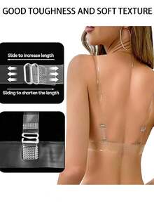 Bộ 1 dây áo ngực trong suốt vô hình dành cho nữ, bao gồm 1 dây sau và 2 dây đeo vai, dây thay thế có thể điều chỉnh, chống trượt, độ co giãn cao, lý tưởng cho váy hở lưng, váy cưới và trang phục trễ vai. - Nhiều màu - Xem 4