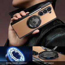VIETAO 360度旋轉磁吸環支架手機殼，適用於 Galaxy Z Fold 8 Ultra 7 6 5 4，附螢幕保護貼與轉軸保護蓋 - 金色 - 查看 9