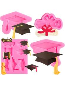 1pc/4 PCS Graduation Chocolate Fondant Molds, Silicone Graduation Cap Diploma Candy Molds For Cake, Cupcake Decorations, Graduation Party Supplies - 彩色 - 查看 10