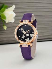 Bộ trang sức 5 món gồm đồng hồ thạch anh, dây chuyền mặt hình bướm, bông tai và vòng tay, thời trang và đa năng. - A - Xem 2