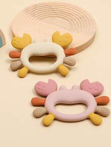 1pc Silicone Baby Teether Crab Shaped Multi-Texture Infant Chewing Toy, Baby Accessories Gift For Boys & Girls - Multicolor - View 8