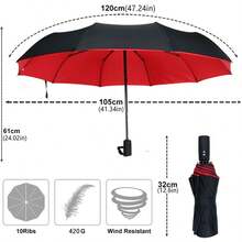 1pc Anti-UV Automatic Open/Close 10-Rib Umbrella - Similar Umbrella - View 5